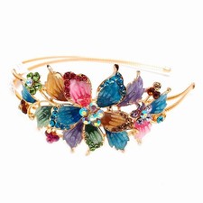 New Fashion big Flower design Crystal Rhinestone gold tone metal Headband