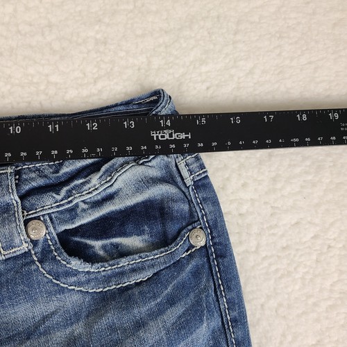 Miss Me Jeans Womens 27x31 Blue Boot Cut Distress Flap Pocket Light Wash Denim - Picture 4 of 12