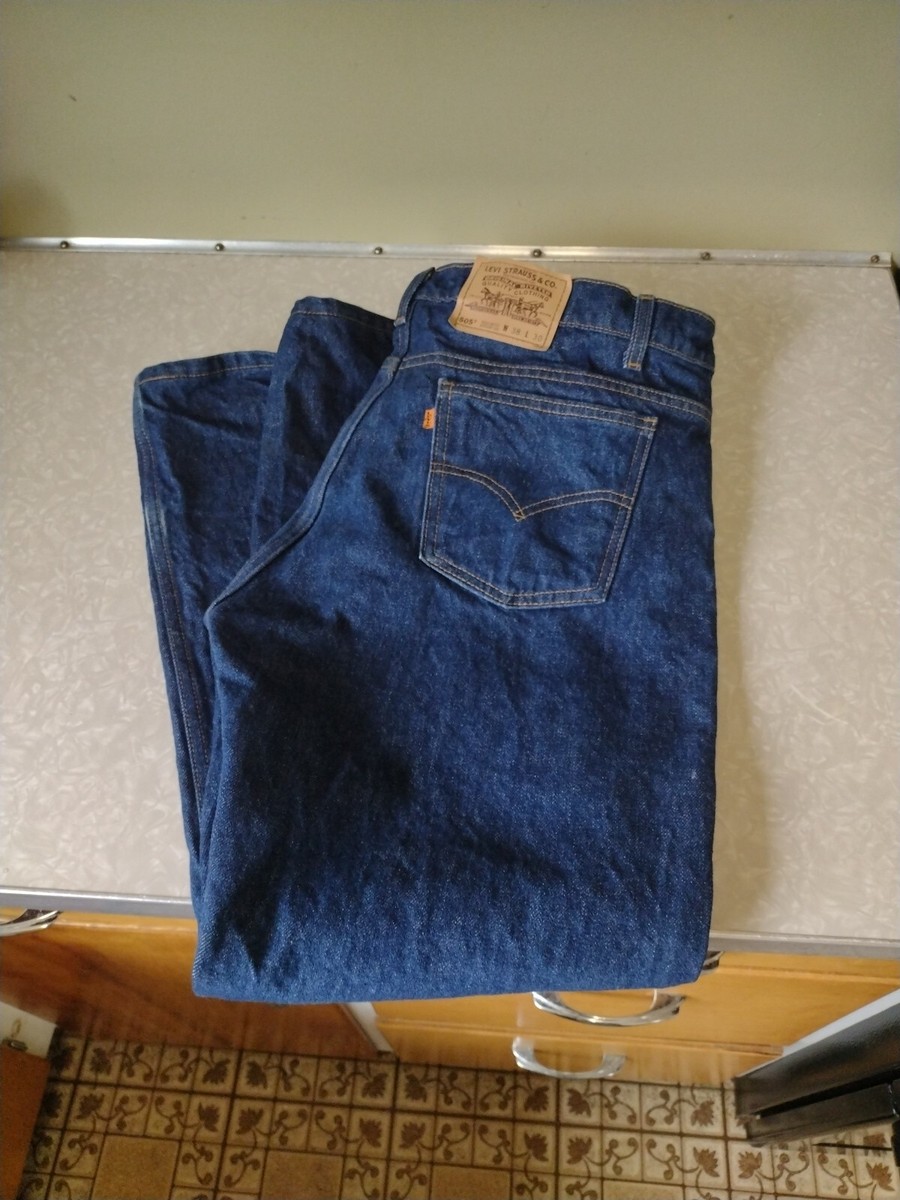 Vtg LEVIS Jeans 505 ORANGE Tab 38x30 Men's Denim Dark Wash Reg Fit