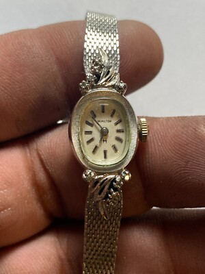 Ladies Silver Tone Hamilton 10K RGP Bezel 17 Jewel 774 Analog