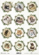 Cats in Greenery | A3 Rice Paper | Paper for Decoupage | ITD Collection