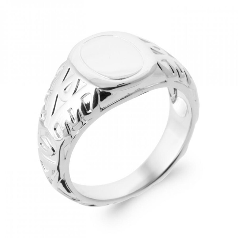 Bague chevalière argent massif 925 rhodié homme chic pour le style urbain chic au quotidien - 2