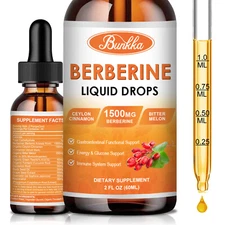 1500mg Berberine Liquid Drops Organic Ceylon Cinnamon Bitter Melon 2 FL OZ