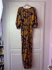 Tropical Maxi summer beach dress - Blue & Yellow - with slit