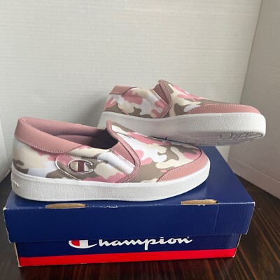 Champion Mere Camo Womens Slip-On Sneaker Shoes Ca100047w -Cream/Pink Sz  9~NEW~