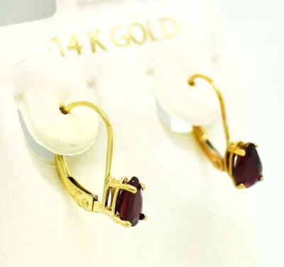 ECHTE 1,30 kt RUBIN BAUMELNDE OHRRINGE 14K Gelbgold - kostenloser Bewertungsservice