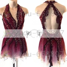 Figure Skating Dress Women's Girls' Ice Skating red dyeing Handmade Classic