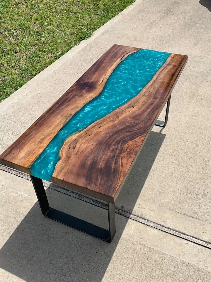 Epoxy Table Top, Resin River Table , Wooden Coffee Table, Home Decor - Image 4 of 4