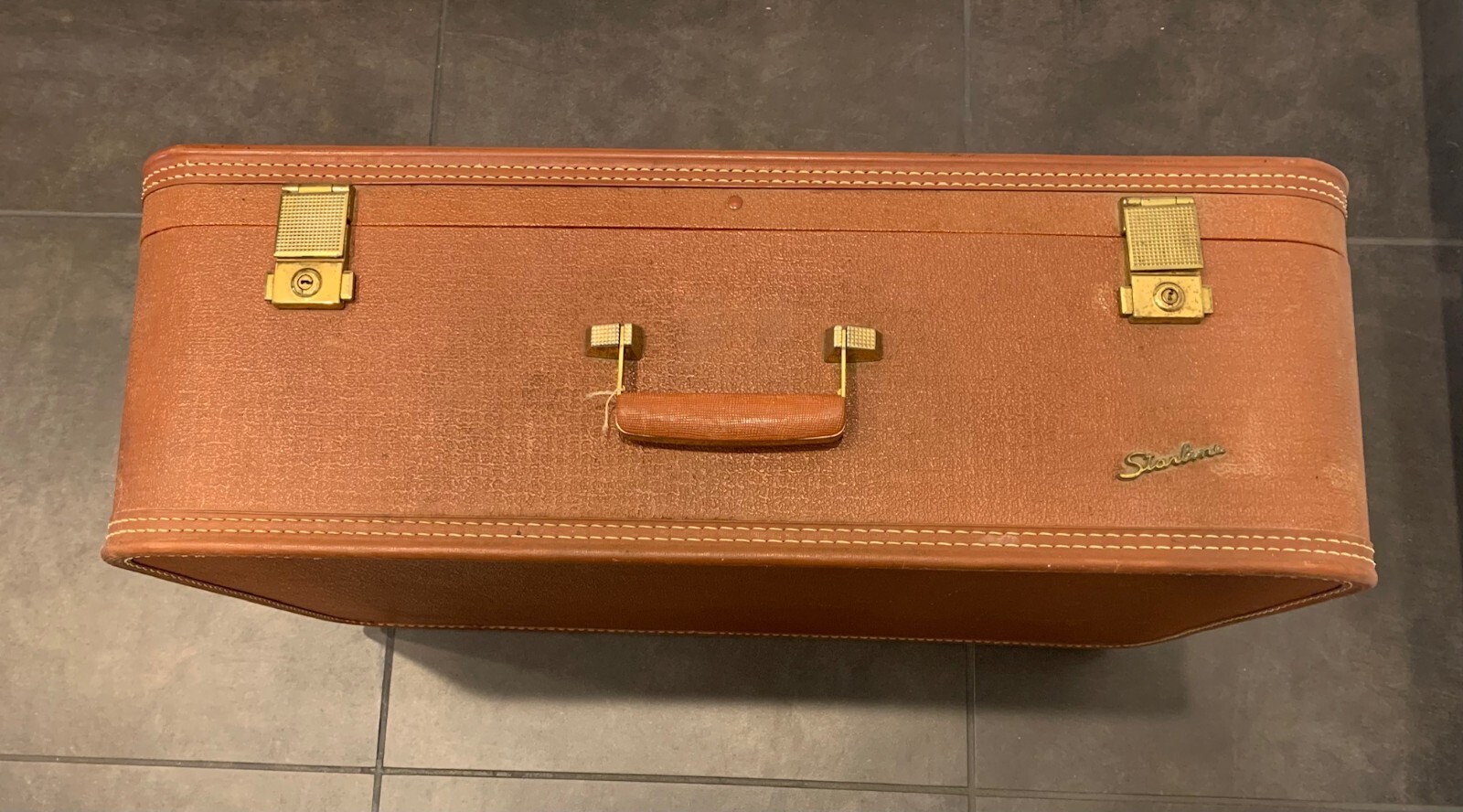 Vtg Baltimore Luggage Starline Hardshell Suitcase Brown 26"x16"x8.5" NO KEY