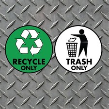 6" x 6" Recycle and Trash Container Vinyl Decal Set Peel  Stick Indoor/Outdoor