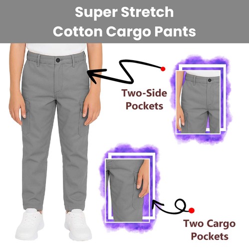 Boys Everyday Wear Super Stretch Cotton Cargo Pants (Size 8-18) 3-Pack Free Ship - Picture 7 of 17