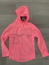 Under Armour Cold Gear pink fleece dual logo hoodie sweatshirt NWT girls YSM