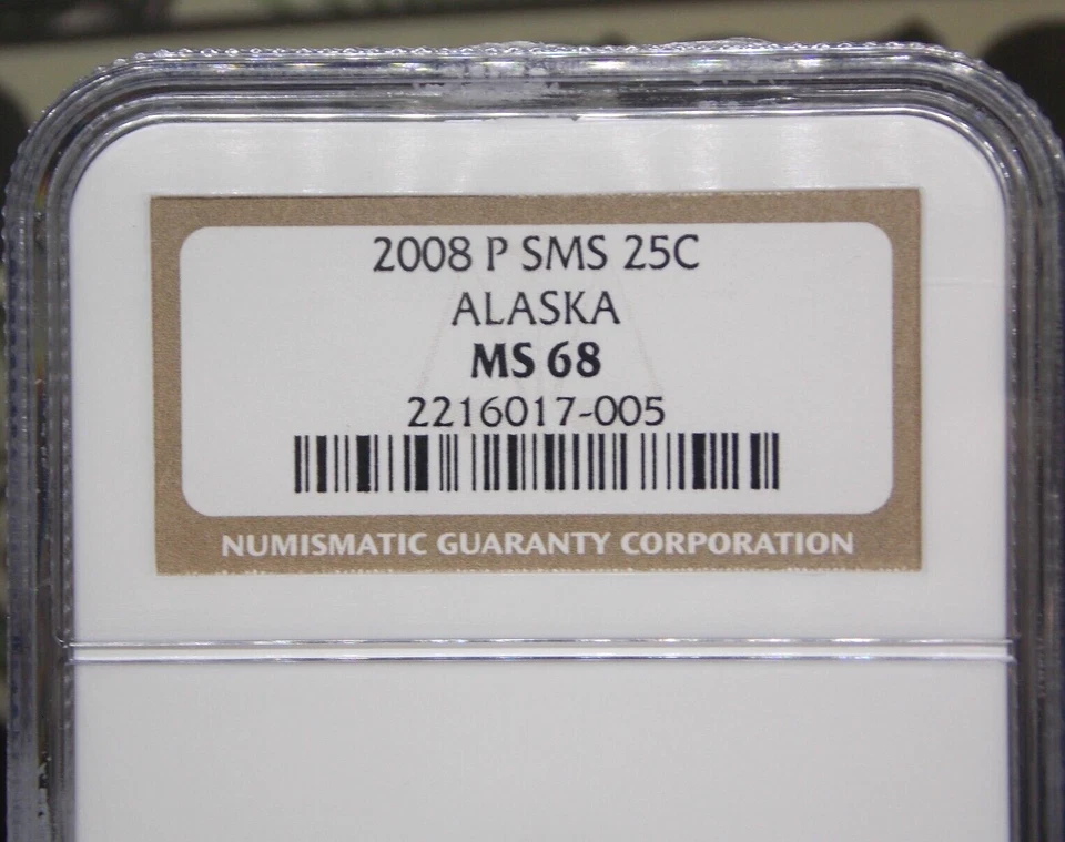 2008 "P" State Quarter **ALASKA** SMS 25c NGC MS68 #005 Gem BU Unc Uncirculated - Image 4 of 4