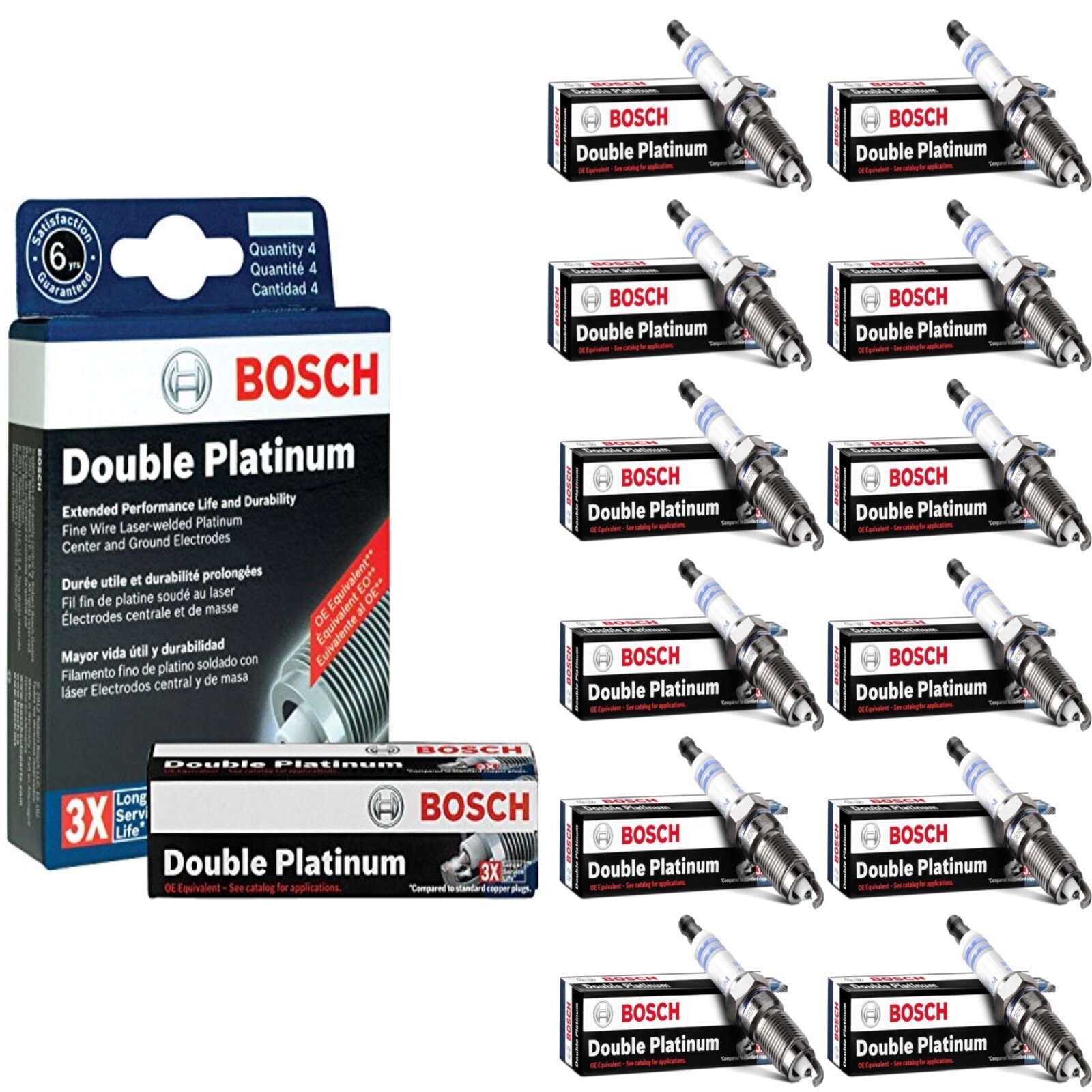 12 pcs Bosch Double Platinum Spark Plugs For 1996-1998 MERCEDES-BENZ SL600 V12-6
