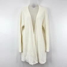 Eileen Fisher Cardigan Women's S Cream Organic Linen Cotton Long Knit Lagenlook