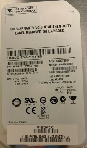 IBM 2078-AC32 00Y5782 4TB 6G 7.2K SAS LFF NL HDD V5000 - Picture 3 of 6