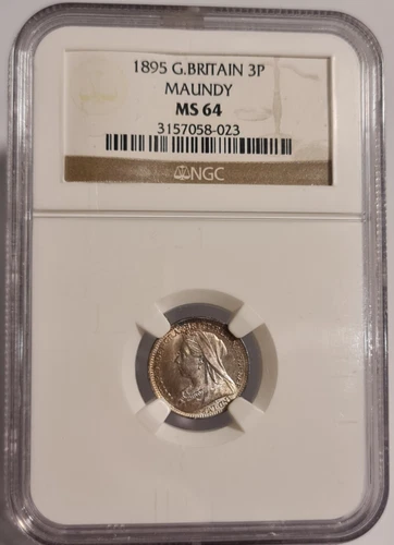 GREAT BRITAIN / 1895  3 Maundy Pence,Victoria - NGC MS64 !!!