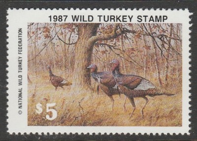 NWTF12 1987 National Wild Turkey Stamp EBAY LOW (ALL 1976-2018 in