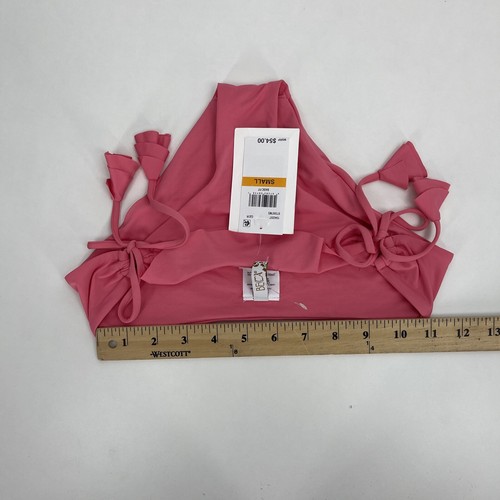 Becca Swimwear Bottom Size S Pink ruffle front adjustable Tide Rope - Picture 4 of 9