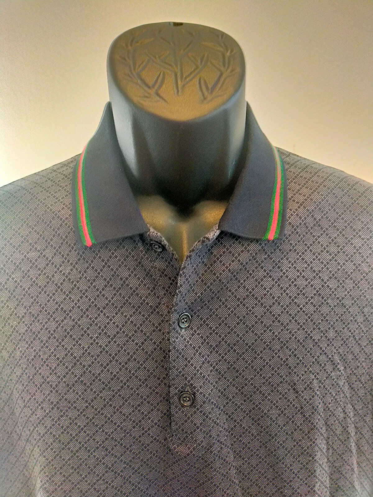 Gucci Diamond Patterned Dark Gray Polo Shirt Size… - image 20