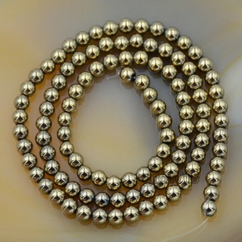 Natürlicher Pyrit Hämatit Runde Edelstein Perlen 15,5" 2 mm 3 mm 4 mm 6 mm 8 mm 10 mm 12 mm - Bild 3 von 8
