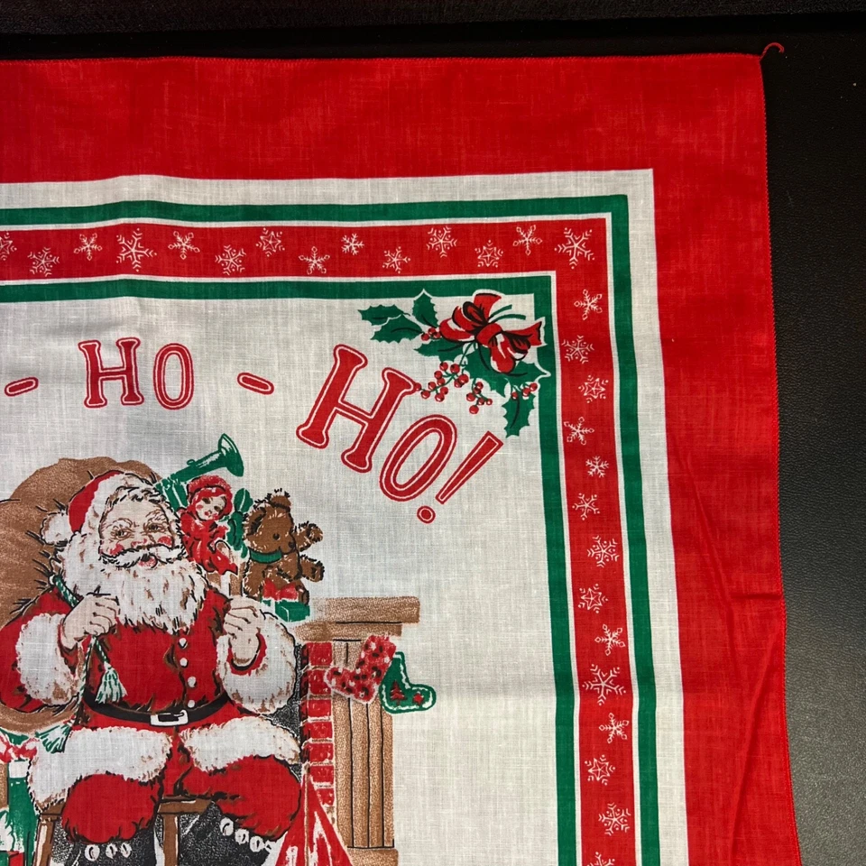 Bandana vintage Hankie Navidad Papá Noel HO HO 21"x21" 50/50 mezcla Foto 4 de 4