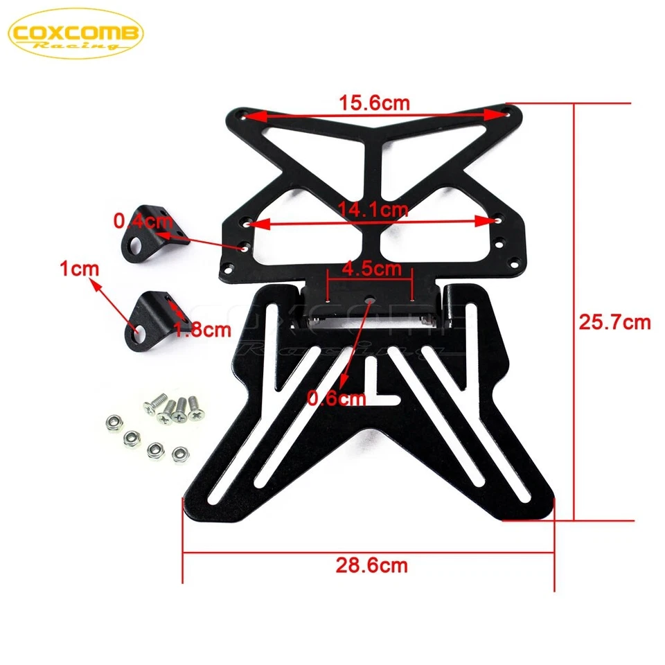 Soporte de suspensión de matrícula negro con juego de soportes deslizables para Suzuki Honda Yamaha Foto 2 de 4