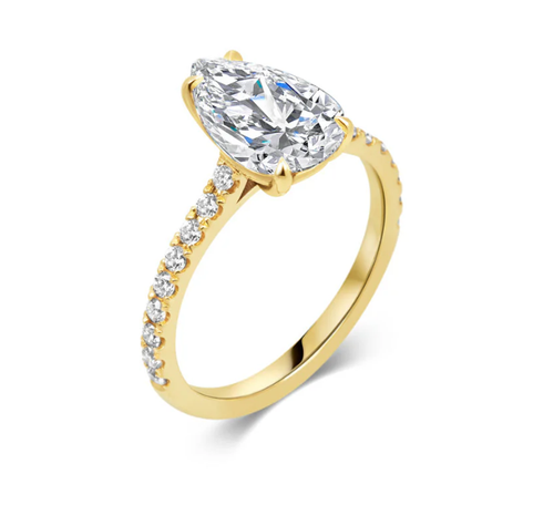 Pear Cut 1.40 Ct 14K Gold IGI GIA Certified Lab Grown Diamond Wedding Ring