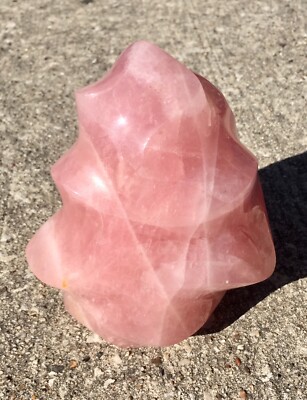 SALE Extra Large Pink Rose Quartz Polished Flame Shape Crystal Stone 6'' #1  - Main Image