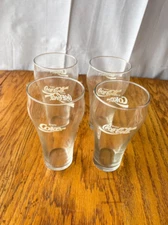 Vintage 1970s Set of 4 'Enjoy Coca Cola' 'Enjoy Coke' 6" Tall Drinking Glasses