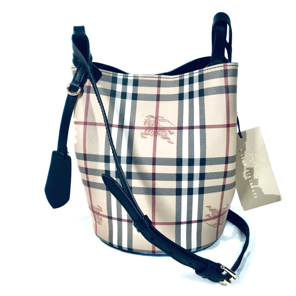 NEW! BURBERRY Haymarket Check Lorne Bucket Crossbody SRP NEW! BURBERRY Haymarket Check Lorne Bucket Crossbody SRP