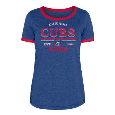 MLB Chicago Cubs Women's Heather Bi-Blend Ringer T-Shirt - S