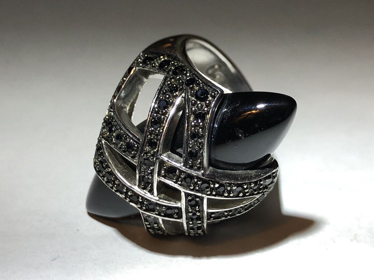 Estate Vintage 1920's Art Deco Black Onyx Marcasite GC 925 Estate Vintage 1920's Art Deco Black Onyx Marcasite GC 925