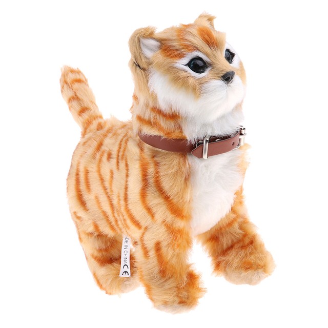 Electronic Pet Cat Stuffed Meow Toys for Kids Boys and Girls 22x21cm