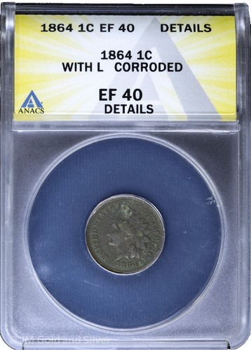 1864-L VF/XF INDIAN Cent, Re-Punched Date, RPD, SNOW 1 or 7, FREE