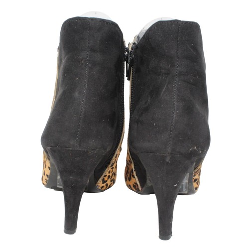 Express Sz 9M Cheetah Print Real Calf Hair Faux Suede Zip Ankle Heeled Booties - Picture 6 of 10