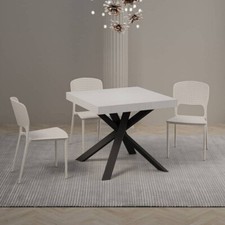 Tavolo allungabile CLERK bianco frassino 90x90 quadrato Pranzo soggiorno cucina