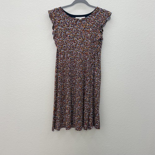 Loft Floral Flutter Sleeve Stretch Dress Womens size Medium