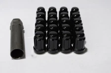 20x Black 12x1.5mm Tuner Spline Lugs with Key Custom Wheels Rims