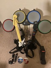 Huge Xbox 360 Rock Band Guitar Hero Drums 2 Guitars Games Nice Band Bundle