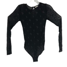 New Free People Magic Hour Black Sheer Body Suit Size Extra Small XS