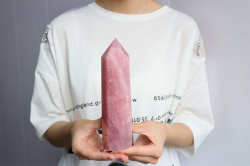 8 Zoll natürlicher Rosenquarz Obelisk, Quarz Kristall Spitze Stab Turm, Reiki heilen XA6218 - Bild 7 von 10