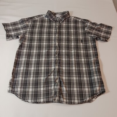Columbia Button Down Men's L Green Plaid Rapid Rivers Short Sleeve Shirt AM9132