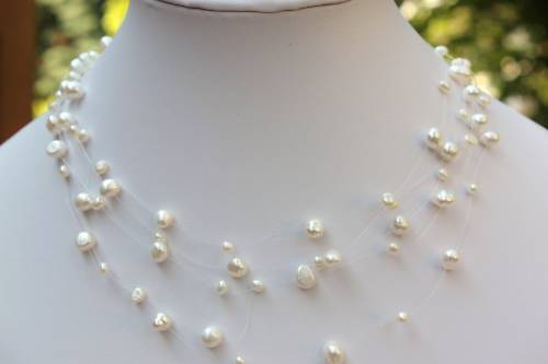 AF Süßwasserperlen Schmuck Braut Halskette Perlenkette Echtschmuck - Bild 1 von 1