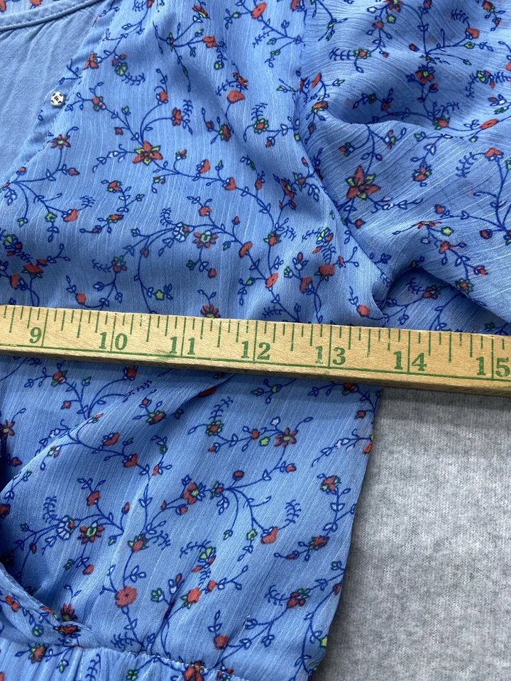 Lucky Brand Dress Romper Girls Medium Blue Flowers Boho Casual - Image 4 of 4