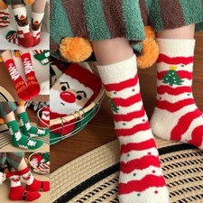 Coral Fleece Women Slipper Socks for Daily Wear Christmas Theme Cartoon Pattern
