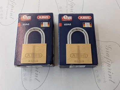 2 x Top quality Abus 65/40mm Brass Padlocks (65-40)
