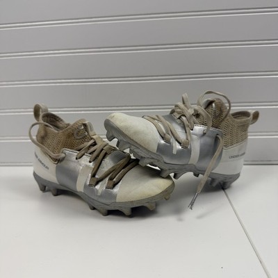 Under Armour C1N MC 3021199-102 Kids 2 Grade School Soccer Cleats White Silver