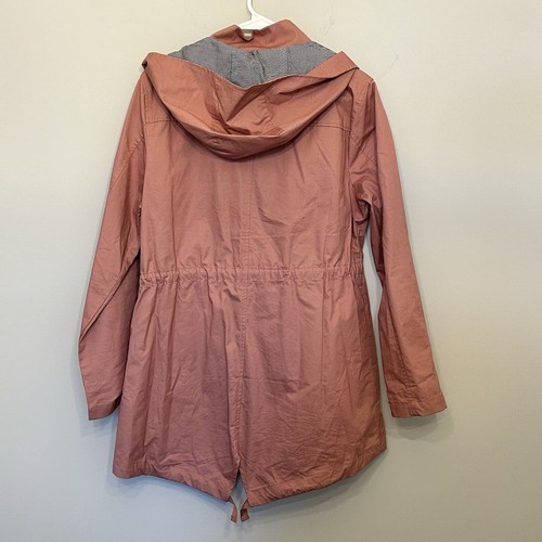 Blu-Pepper Coat Lightweight Hooded Jacket Womens Small Rose Drawstring Pockets - Picture 2 of 13