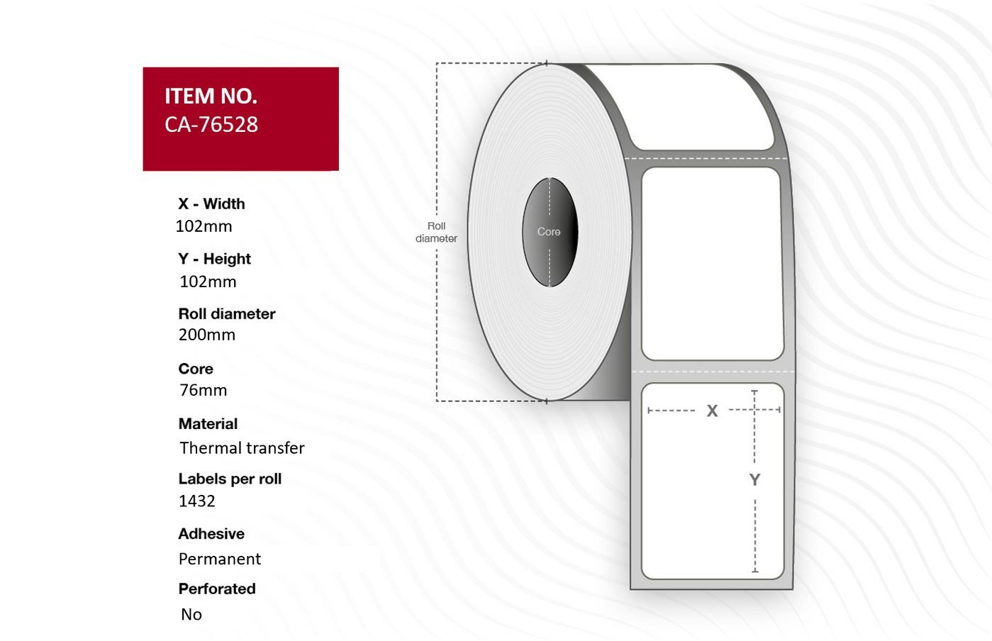 Capture CA-76528 Label 102 x 102mm. Core 76mm.